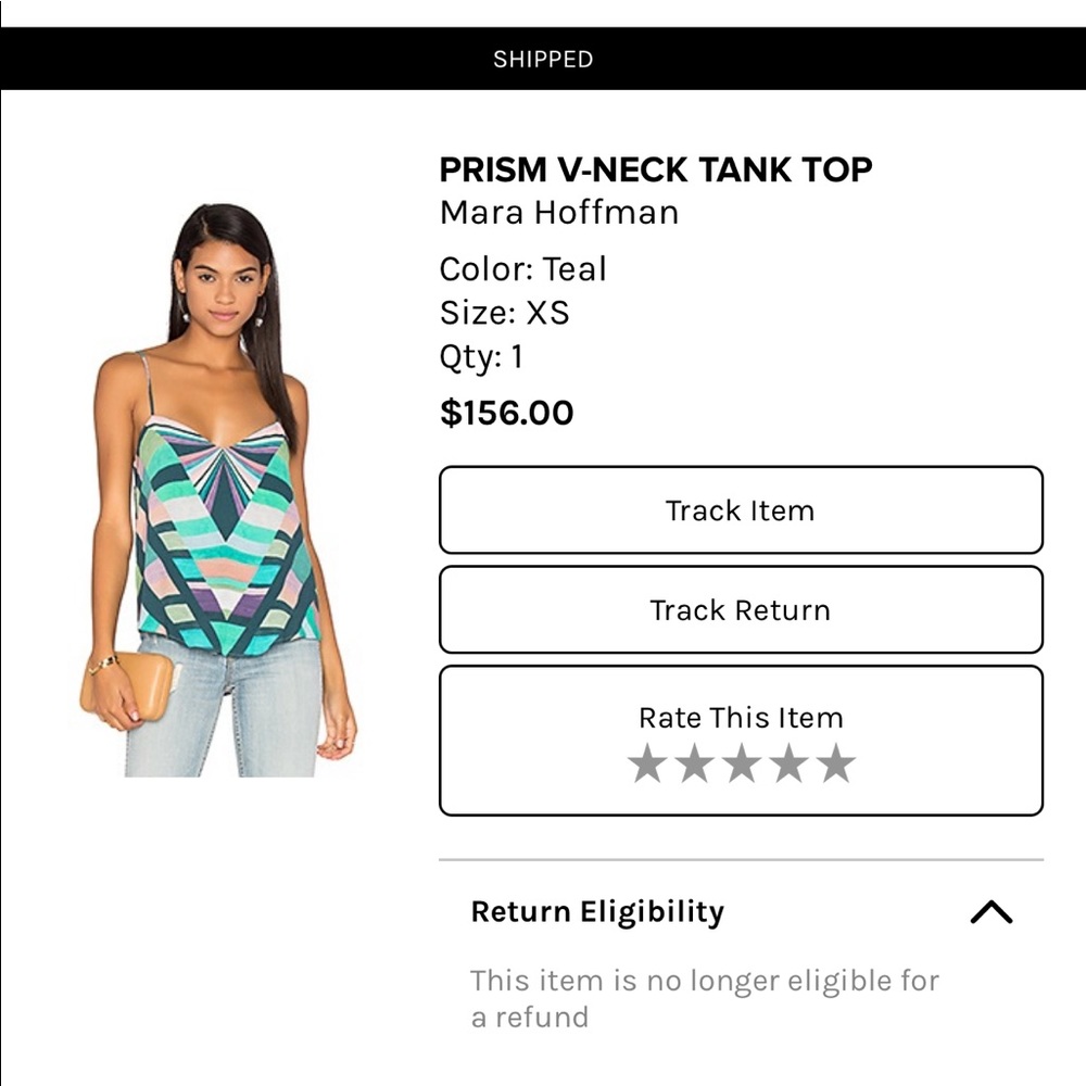 MARA HOFFMANPRISM V NECK TANK TEAL - Picture 4 of 7